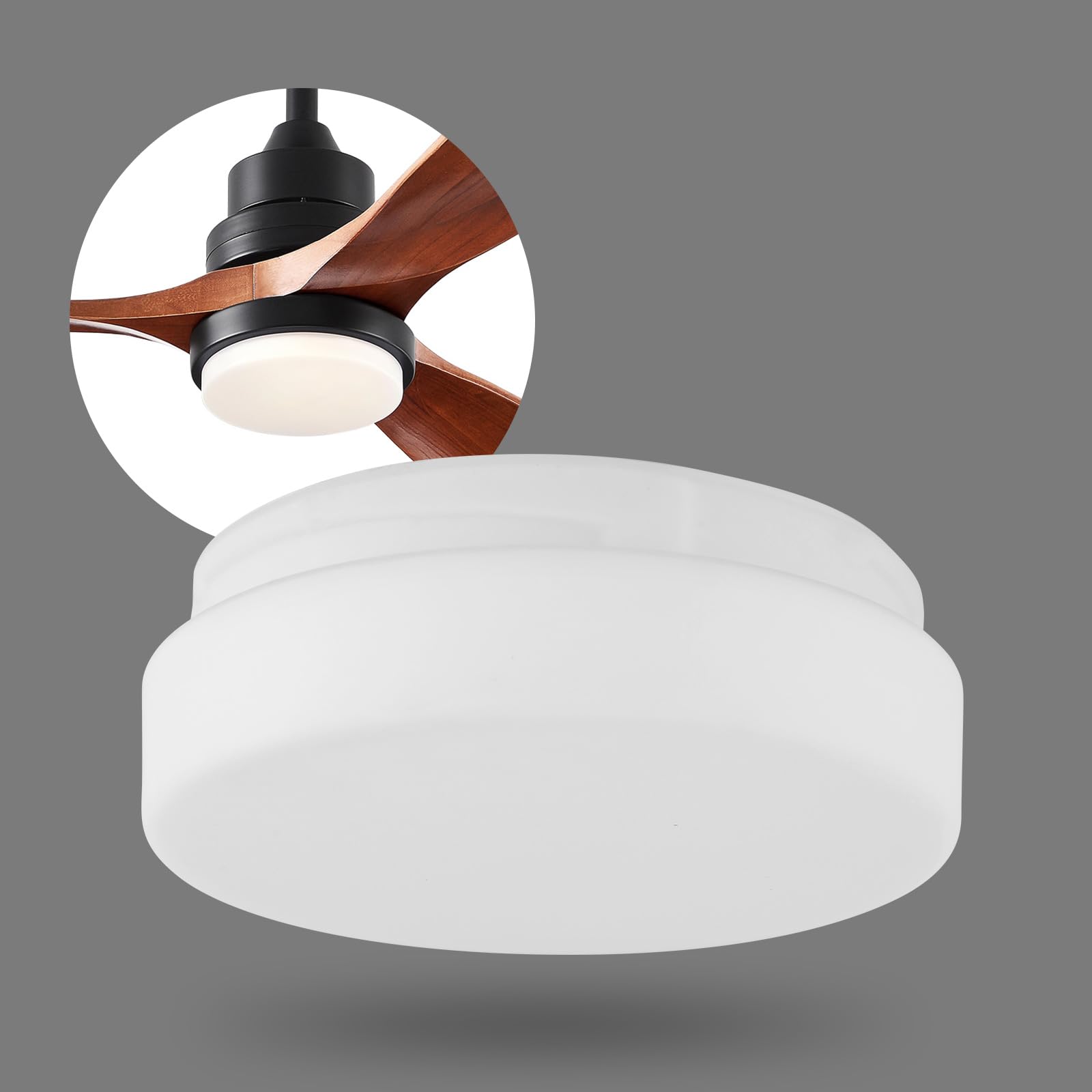 Photo 1 of FXZZ Upgrade Glass Light Cover for Ceiling Fan: A Non-Transparent, Non-Plastic, Matte White Light Lens Replacement for 42''/52''/60" Ceiling Fan Light Glass Shade?6-3/16" Diameter - 5-3/4" Fitter?