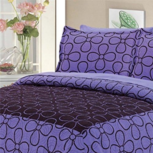 Dovedote Dovedote Cotton Daisy Dream Bedspread with Matching Sheet Set, KING, Dark Purple Mocha, Reversible, 7 Piece