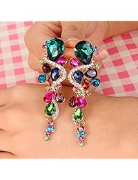 BriLove - aretes largos para mujer, bohemios, para boda o novia, diseño de lágrima