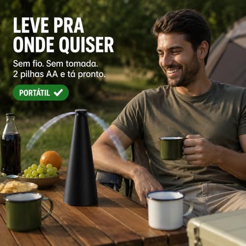 Kit 2 Ventilador Repelente de Mesa Espanta Mosca e Mosquito Sem Veneno | Hélices Holográficas | Silencioso | Portátil | Pilhas AA | Churrasco Área Externa