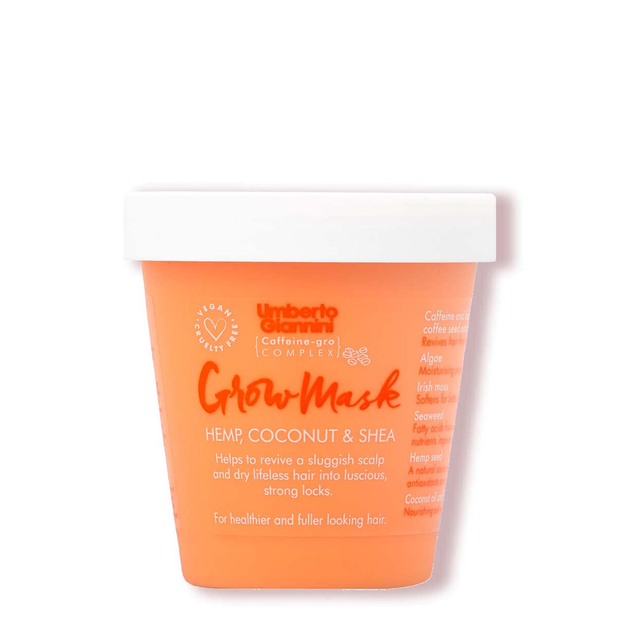 Umberto Giannini Grow Long Grow Mask For Dry, Damaged, Chemically Treated Hair. Creates Thicker, Fuller Hair - Hair Loss Treatment with Caffeine for Thin Hair - Vegan & Cruelty Free