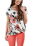 Dokotoo Womens Ladies Plus Size Casual Floral Knot Juniors Tops Shirts White Large