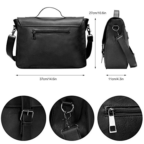 Vintage Men 14inch Briefcases.Berchirly Laptop Shoulder Messenger Bags Document Carrier Crossbody Handbag Bag-Upgraded Quality!