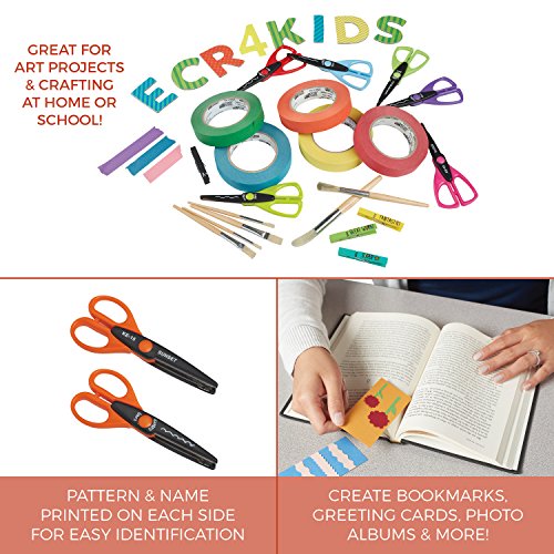 ECR4Kids Kraft Edgers Decorative Craft Scissor Set - 18 Scissors with Rotating Wood Rack