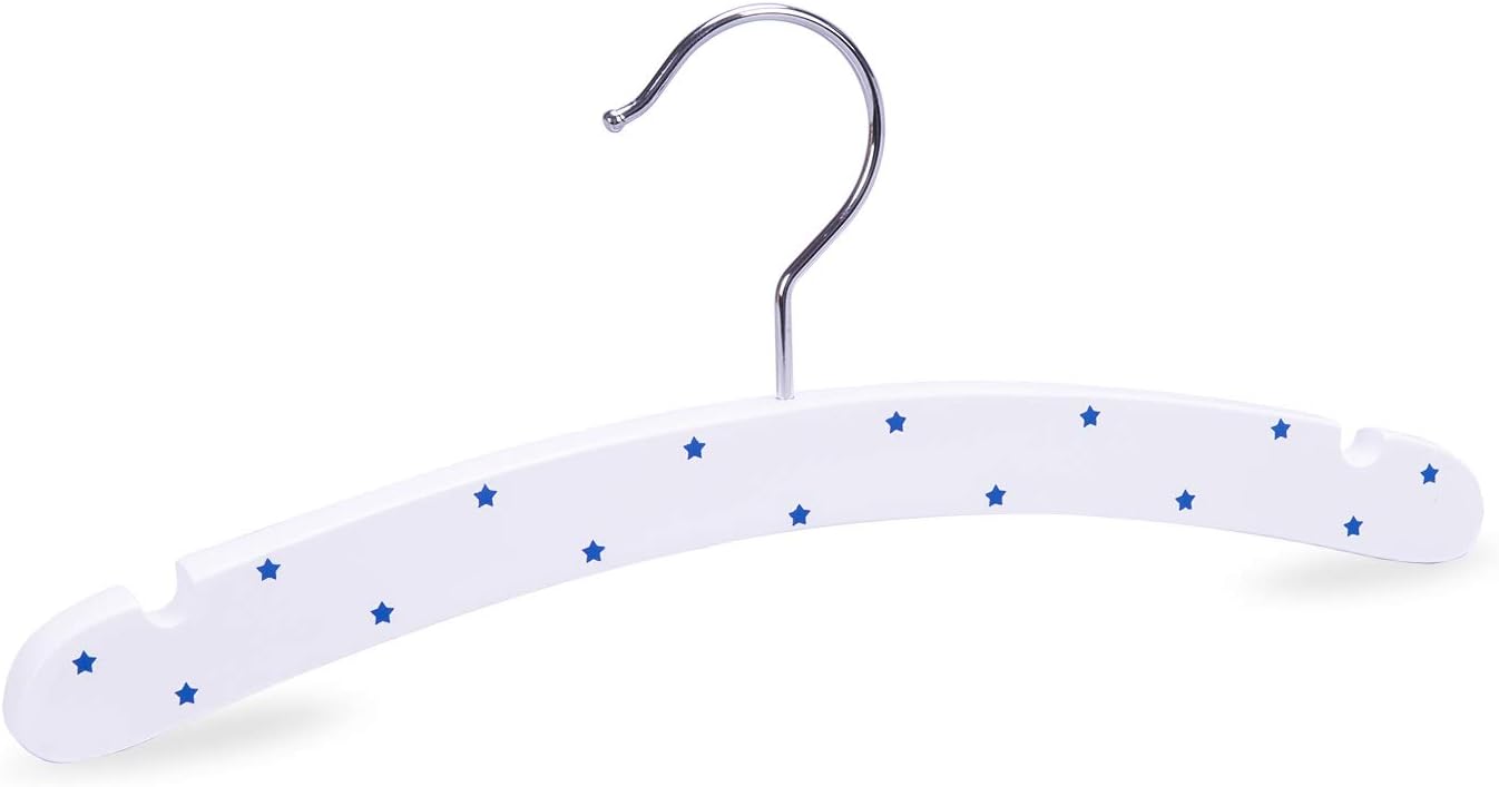 Nature Smile 12'' Kids Baby Children Toddler Wooden Hangers,Wood Shirt Dress Coat Hangers with Notches and Anti-Rust Chrome Swivel Hook Pack of 10 (White)