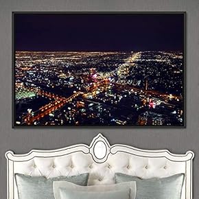 signwin Framed Canvas Wall Art City Illuminations Aerial...