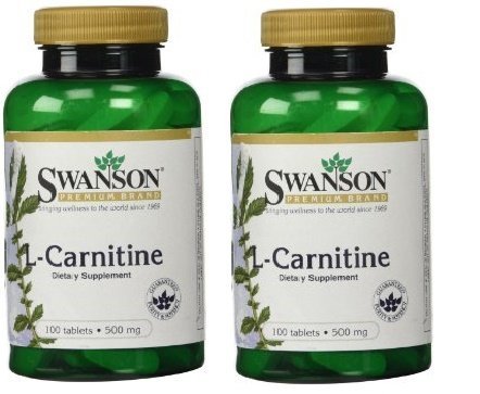 Swanson Premium L-Carnitine 500mg -- 2 Bottles each of 100 Tablets