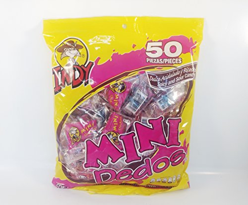 Bag Of Mini Dedos Indy Spicy And Sour Candy 50 PCS Authentic Mexican Candy With Free Kinder Bar Included
