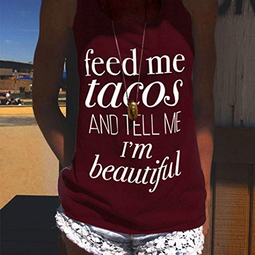 iLH® Clearance Sleeveless Shirt,Fashion Women Vest Tops American Flag Print Sleeveless Tank Crop Tops Vest Blouse by ZYooh (L, Wine Red) - Thumbnail 2