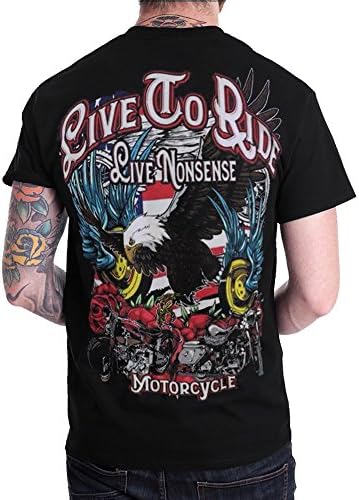 Chopper Custom Eagle Graphic Motorcycle Biker Men T Shirt Shortsleeve Black (Small)