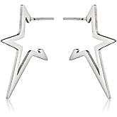 RofYof Star Earrings Lucky Star Stainless Steel Earrings Punk Dangle Earrings Cute Hollow Star Small Dangling Stud Earrings for Women Girls