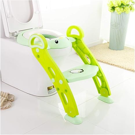 Amazon Co Jp 子供 トイレトレーニング おまる トイレ 子供と女の子のトイレアップグレードスツール用の調節可能なベビー トイレトレーニングトイレシートステップ グリーン ホーム キッチン