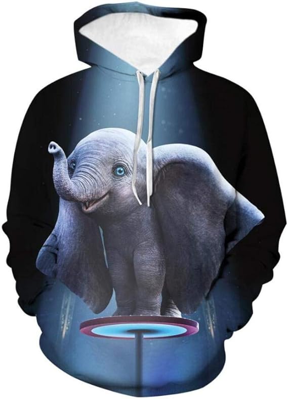 SWEYRT Akrobatischer Netter Babyelefant Kapuzenpullover 3D-Digitaldruck