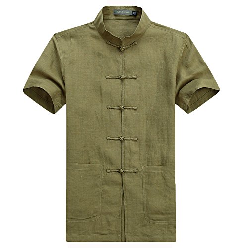 FangNer Kung Fu Short Sleeve Tang Suit Chinese Clothing Shirt For Men