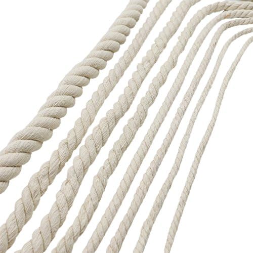 Junda Natural Cotton Rope DIY Wall Hanging Plant Hanger Craft Making Knitting Cord Rope Handmade Decorations Natural Color - 8 Sizes