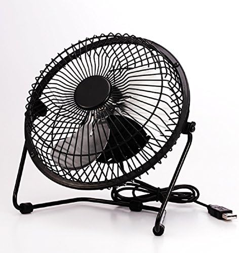 DAN USB Mini Desktop Fan Table Desk Portable Personal Metal Design Adjustable High Compatibility High Speed (6〞, black)