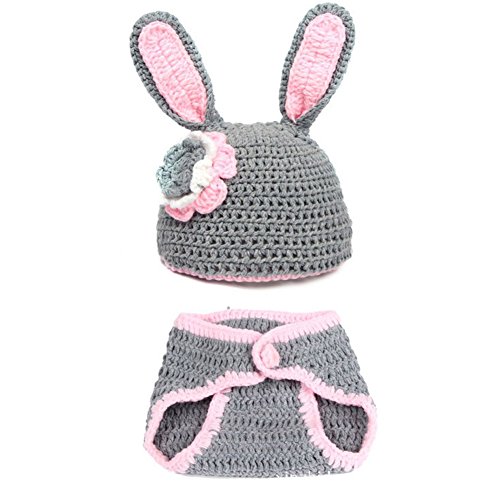 ZAMME New Born Baby Infant Crochet Knitted Rabbit Costume Photograph Prop