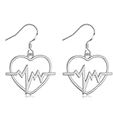 Stainless Steel Love Heart Heartbeat EKG Stud Earrings Nurse Doctor Earrings Valentine's Day Gift