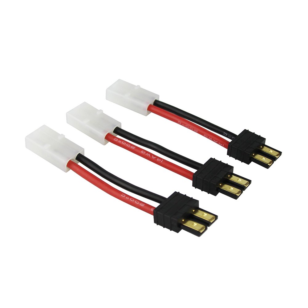 OliYin 3pcs Male TRX to Female Tamiya Adapter Connector Cable 14awg 5cm for Revo Battery Charger