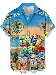 Mens Funny Parrot Hawaiian Shirts Short Sleeve