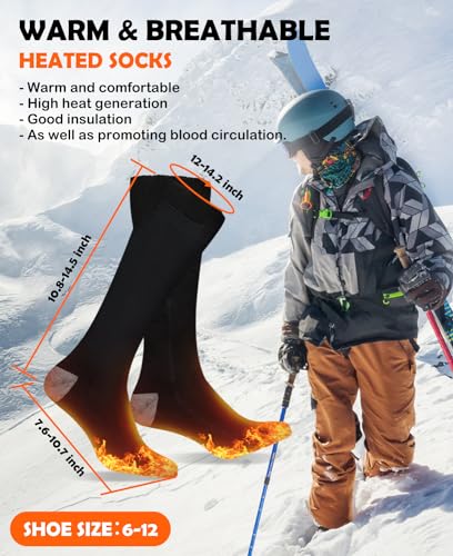 Heated Socks for Men Electric Women Heated Socks Rechargeable 5V /4000mAh, Washable Winter Heating Cotton Socks Thermal Feet Warmer Kit with 3 Heat Settings for Outdoor Sport Skiing Hunting & Camping