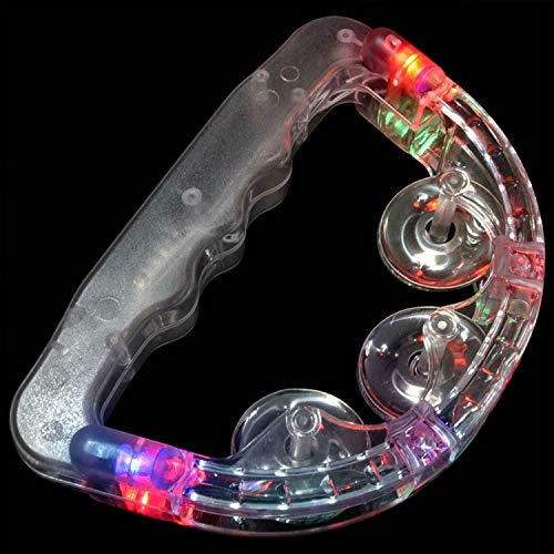 Cartener 12 Flashing Tambourines Light Up Round Jingles LED Church Autism Sensory Toy Size: 6" Length x 4" Height - Thumbnail 4