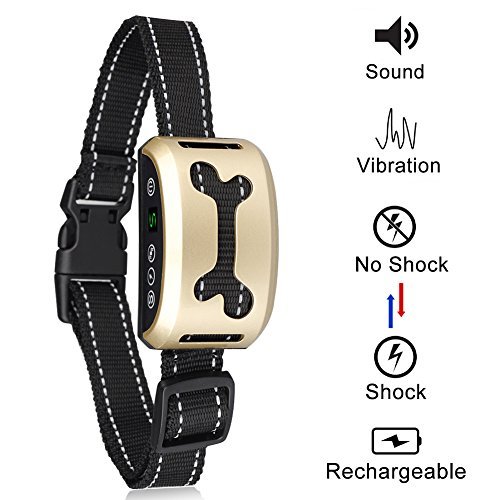 Amazingbuy No Bark Collar [2019 Upgrade Version] Rechargeable Dog Barking Control Training Collar Beep/Vibration/Safe Shock or No/Sensitivity Anti Bark Reflective Collar for Small Medium Large Dogs