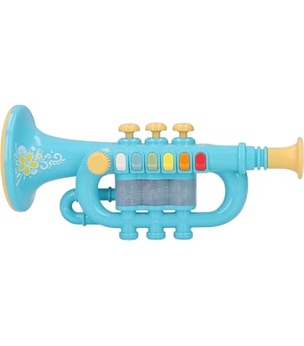 Trompeta De Juguete Para Niños - Modelo Realista, Color Dorado, 33.5 Cm - Instrumento Musical Educativo, Seguro, Ideal Para Primeros Aprendizajes