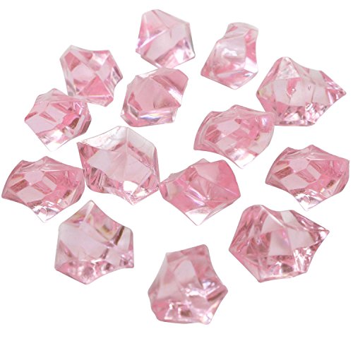 Landisun Translucent Fake Artificial Acrylic Ice Crystal Rocks for Vase Fillers Table Scatters (Light Pink, 120 PCS)