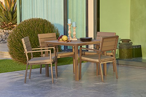 Suncrown Outdoor Steel & Polywood Square Dining Set (5-Piece Set) All Weather Steel Powder C ...