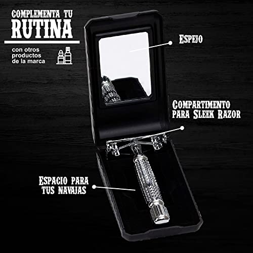 Mamba Shave Rastrillo para Afeitar Sleek Razor de Acero Inoxidable con 5 Navajas doble filo y Estuche con Espejo. Rastrillo de Doble Filo. Rastrillo de Seguridad. Rastrillo Mariposa. Safety Razor