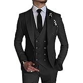 MOGU Mens 3 Piece Suit Slim Fit Tuxedo for Homecoming Wedding Prom Blazer Jacket Vest Pants with Tie Set