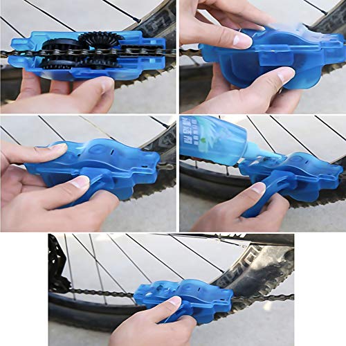 BOBILIFE Bicycle & Motorcycle Chain Cleaner Tool - Maintenance Kit -Gear Chain Cleaner, 4 Tools (Red with Scrubber)