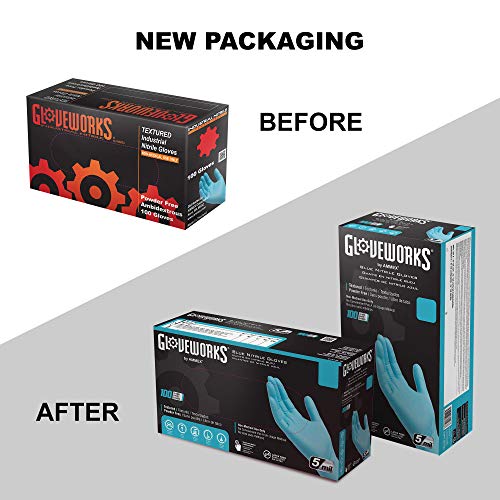 GLOVEWORKS Blue Disposable Nitrile Industrial Gloves, 5 Mil, Latex