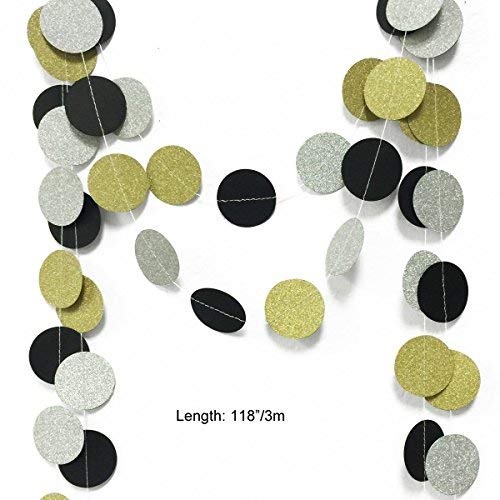 25 Pcs Black Gold White Tissue Pom Poms Paper Flowers Paper Lanterns