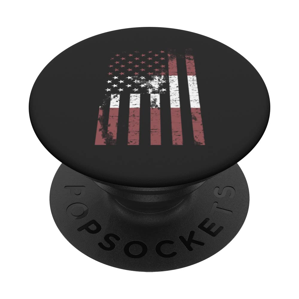 Distressed Peru flag over American flag PopSockets Swappable PopGrip