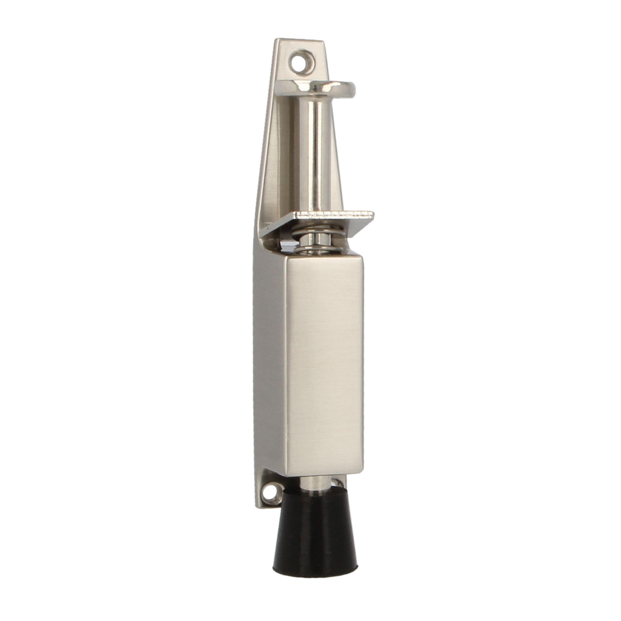 Amig - Rubber Foot Retainer Mod.10 for Holding and Keeping Doors Open | Zamak Vertical Stop | Anti Carrier | Measurements: 120 x 25 mm | Travel: 28 mm | Silver