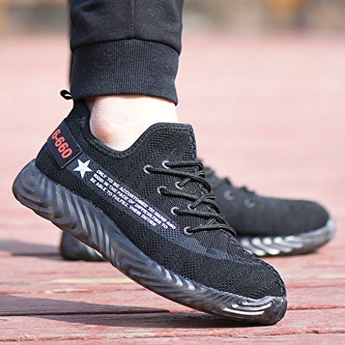 Women's Mens Steel Toe Safety Work Shoes, Casual Outdoor Athletic Slip Resistant Fashion Sports Sneakers Gray - Thumbnail 3