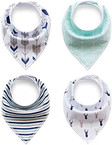 Baby Bandana Drool Bids for Drooling and Teething , 4 Pack 100% Organic Cotton , Soft and Absorbent for Girls and Boys
