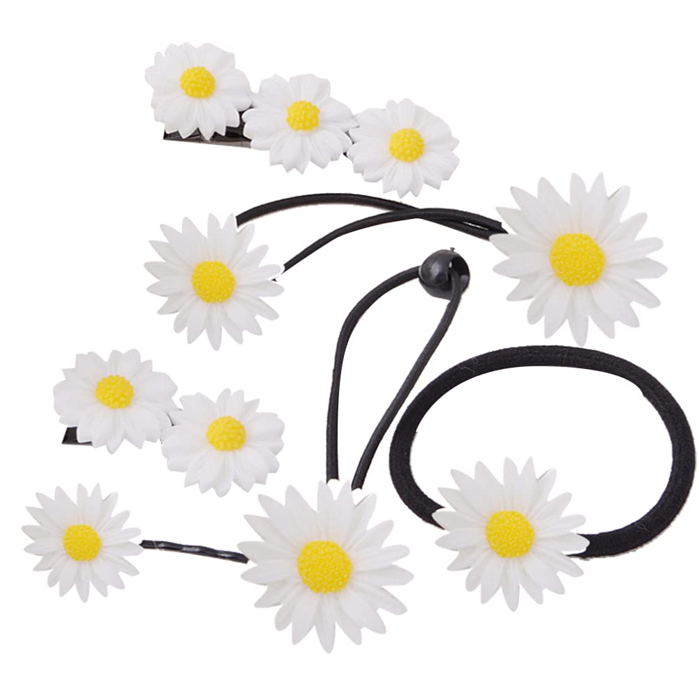 Beaupretty 6PCS Daisy Elastic Hair Ties Hair Clip Elastic Ponytail Holders Daisy Accessories for Women Girls