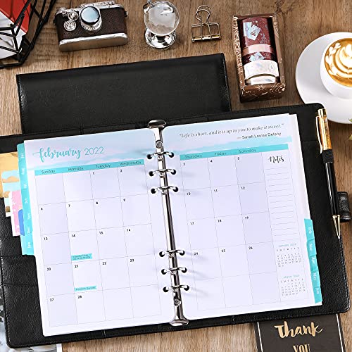 A5 Planner Refills & Binder Refillable 6 Ring Leather Binder, Monthly