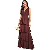 wayfor Tiered Ruffles Bridesmaid Dresses for Women 2025 Long Chiffon Ruffle A Line Formal Evening Dresses