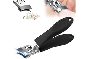 YAWOTA Wide Jaw Opening Anti-Splash Slanted Nail Clipper, Fingernail and Toenail Clippers Clippers for Ingrown Nails, Curved Toenail Clippers for Thick Nails, Household Slanted Nail Clippers (Black)