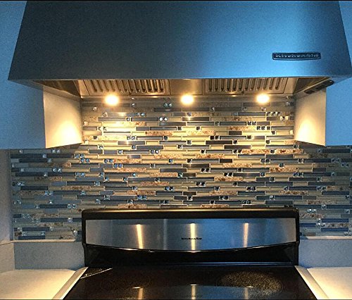 TST Glass Inner Conch Tile Beach Style Blue Cream White Brushed Steel Art Mosaic Kitchen Backsplash Bath Decor TSTNB06 (1 Sample 12x12 Inches) - Thumbnail 4