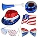 PBPBOX Veterans Day Decorations with Red, White, Blue Hat, Bow Tie, Shutter Glasses, A Flag and A Horn for Patriotic Party