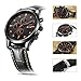 BUREI Men's Business Wirst Watches Multifunction Chronograph Stopwatch with Black Leather Strap
