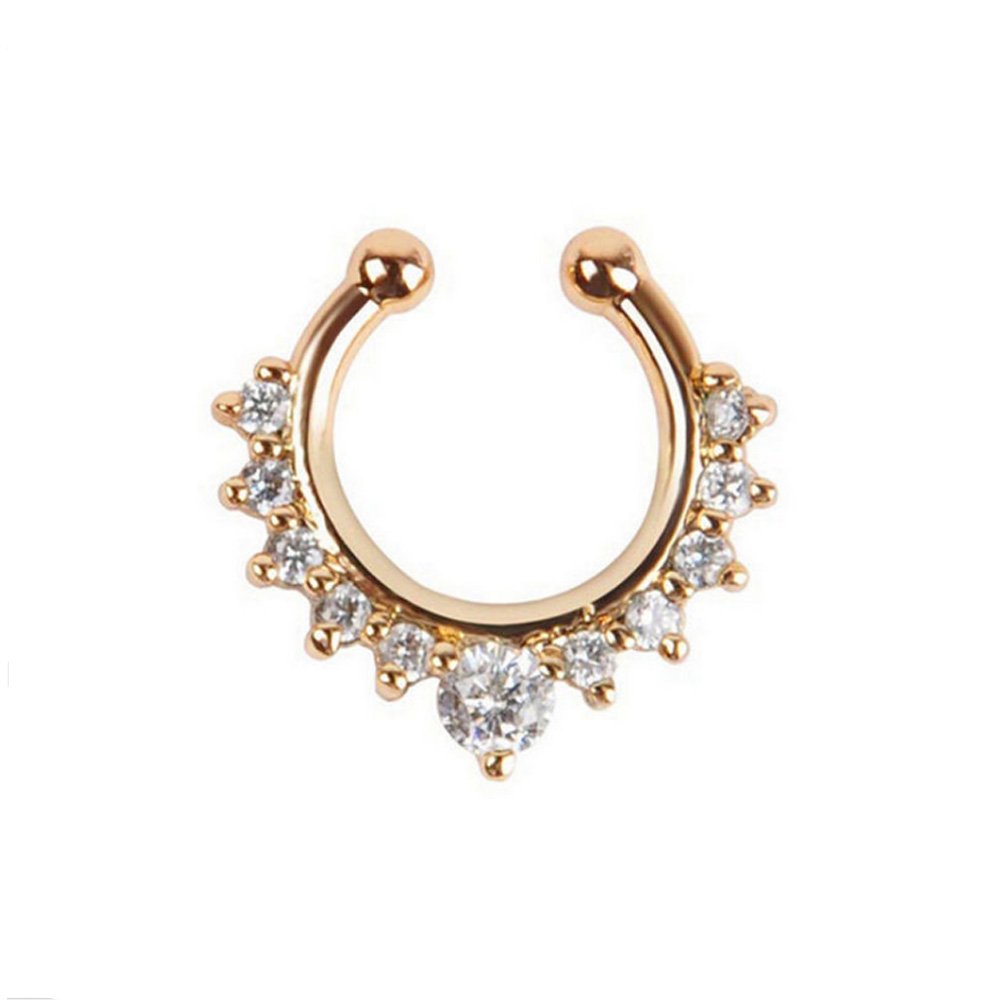 Septum Fake Nose Ring Jewelry,Women Girls Septum Ring Faux Nose Rings Non-Piercing Jewelry Clip On Clicker (6 PCS)