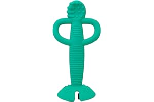 Busy Baby Teething Spoon - 2-in-1 Teether and Training Spoon for Self Feeding, Dishwasher Safe, BPA Free, Food Grade Silicone (Spearmint)