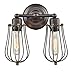 CLAXY Ecopower Vintage Style 2-Lights Industrial Oil Rubbed Bronze Mini Wire Cage Wall Sconce