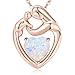 MEGACHIC Mother Rose Gold Created White Opal Heart Pendant Necklace Jewelry Gifts for Women Mom Wife Her